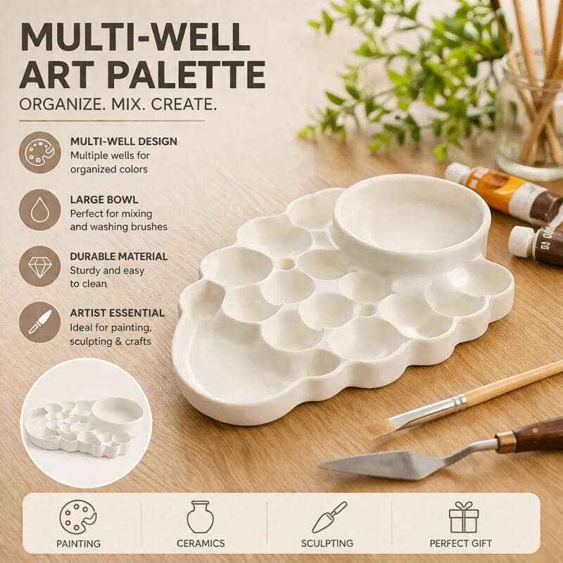 Paleta De Arte Multi-Bem Impressa Em 3D , Perfeita Para Pintura De Cerâmica , Bandeja De Durável De Fácil Limpeza Artist