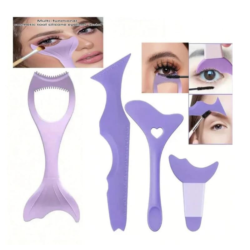 Kit De Ferramentas De Maquiagem De Olho De Silicone Reutilizável 4 Unidades Para Delineador Impecável Iniciante Fácil De