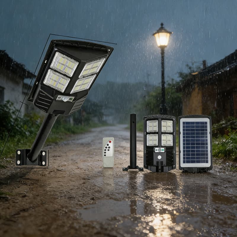 Luz Solar Integrada para Ambiente Externo à Prova d'Água – Lâmpada de Rua com Sensor de Movimento e Sensor Crepuscular