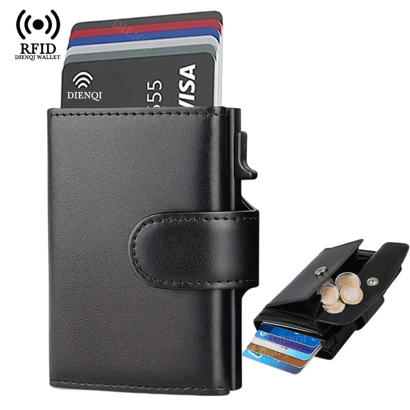 Porta-cartões de crédito RFID Carteira masculina automática pop-up para cartões de banco e negócios, bolsa de dinheiro,