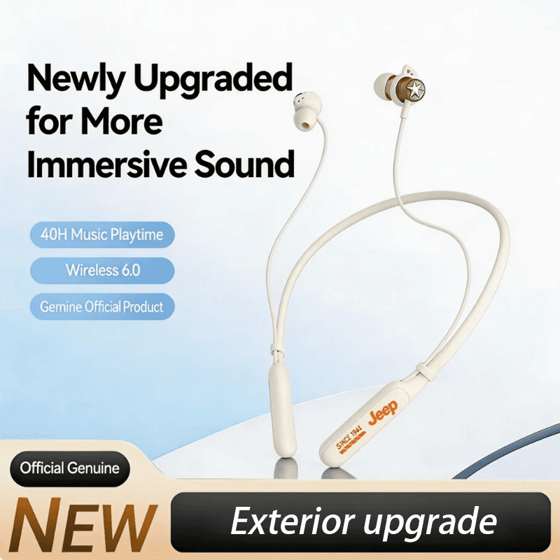 Fones de Ouvido JEEP EW135, Fones de Ouvido Esportivos Intra-Auriculares com Pescoço, Bateria de 40h, Microfone, Fones
