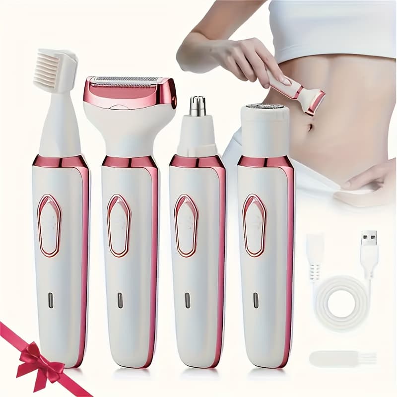 Removedor De Pêlos USB 4 Em 1 Portátil-Aparador Indolor Para Rosto , Barba , Pernas , Axilas , Casa E Viagens Essenciais