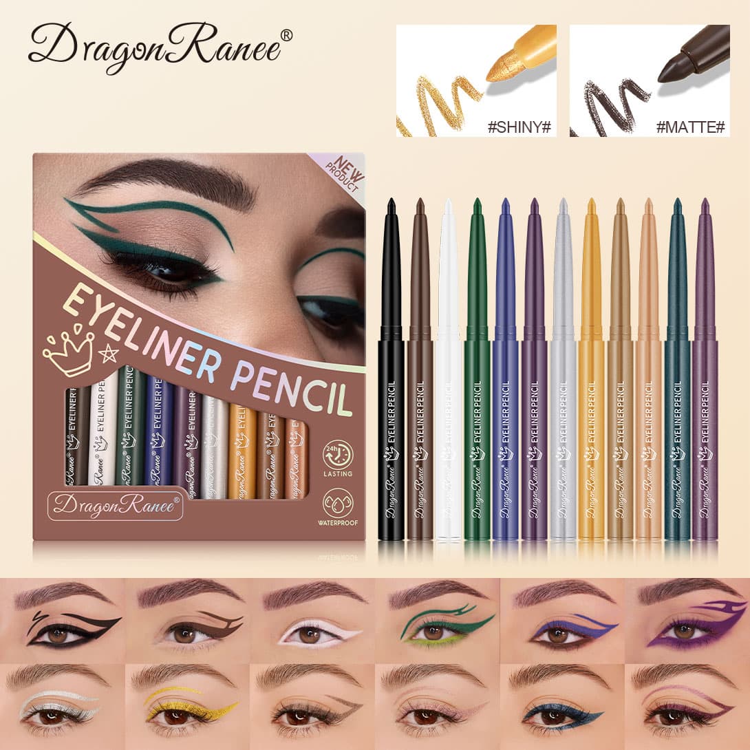 Conjunto De Delineador Colorido , 12 Unidades – Bastão De Sombra Metálico Perolado , Alto Pigmento De Longa Duração , À