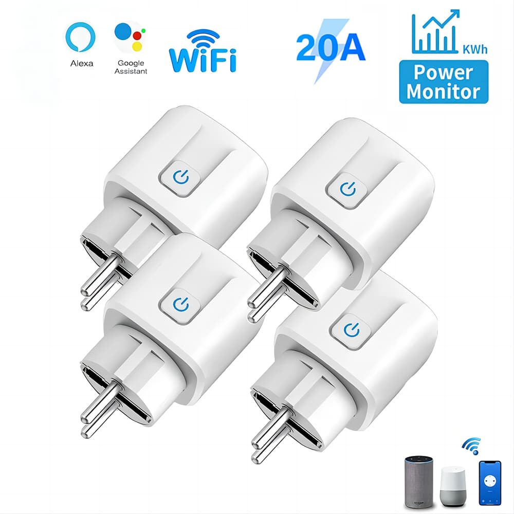 Axus Para Tuya Tomada Inteligente Ue 20A WiFi Plugue Com Monitoramento De Energia Vida APP Suporte Controle Sem Fio Goog