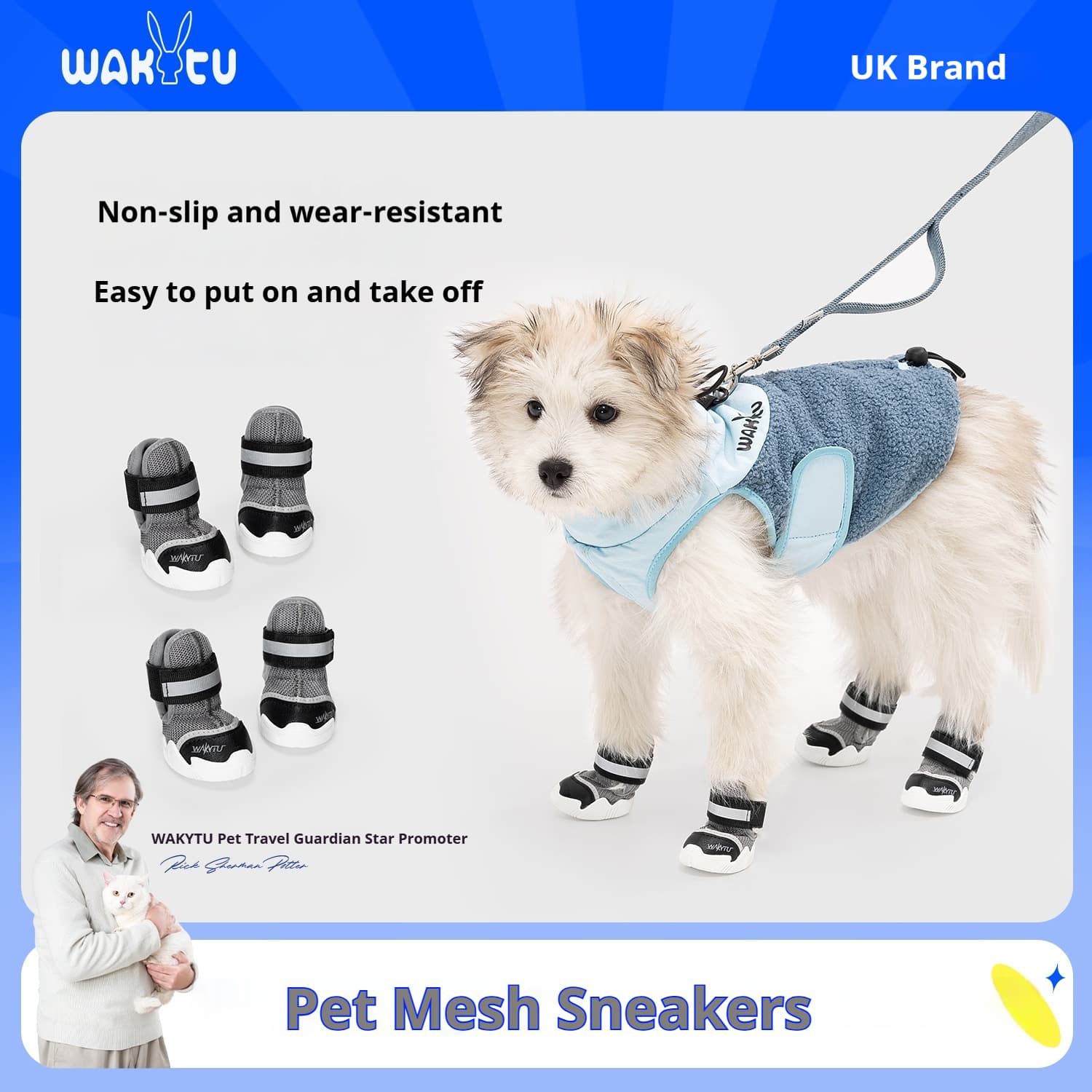 Sapatos para cachorro 2 peças conjunto de botas de malha respirável com alça de velcro ajustável e tira refletiva sola