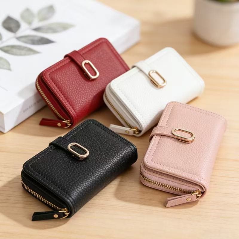 Carteira feminina multifuncional de três dobras com zíper, estilo retrô, porta-cartões, mini bolsa de mão, vários