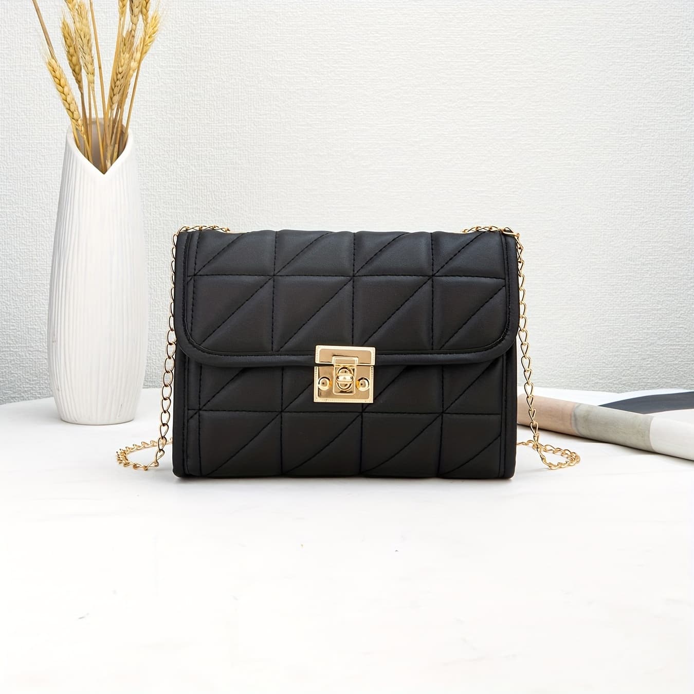 Bolsa de corrente bordada Bolsa quadrada simples Bolsas tiracolo para mulheres