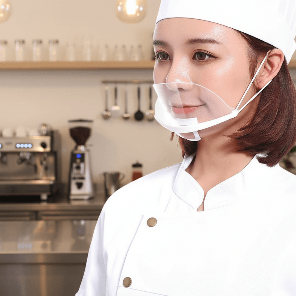 50 Máscaras Transparentes para Atendimento, Máscaras Plásticas de Cozinha para Uso em Hotéis, Máscaras Antiembaçantes