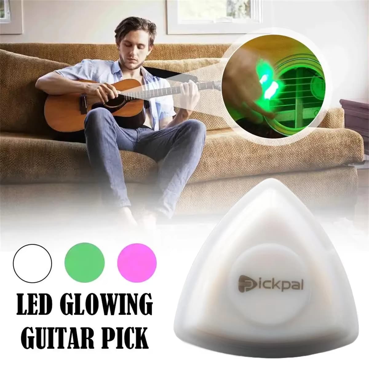 Miwayer palheta luminosa de guitarra LED 1 unidade - Palhetas de guitarra elétrica ABS com três opções de cores de luz