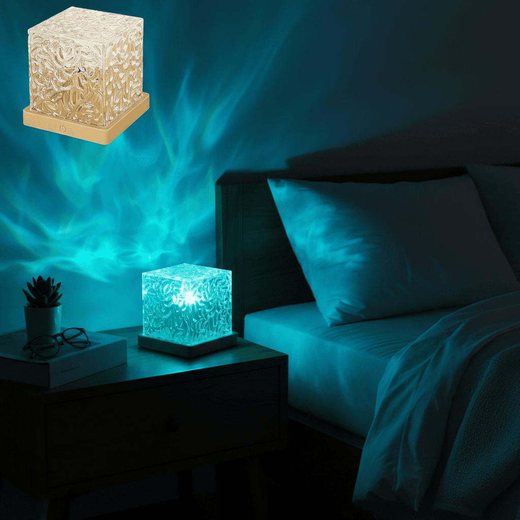SPRISE 3D Projetor de Luz - Lâmpada Noturna de Onda Oceânica com Controle Remoto de 16 Cores para Meditação e Sono