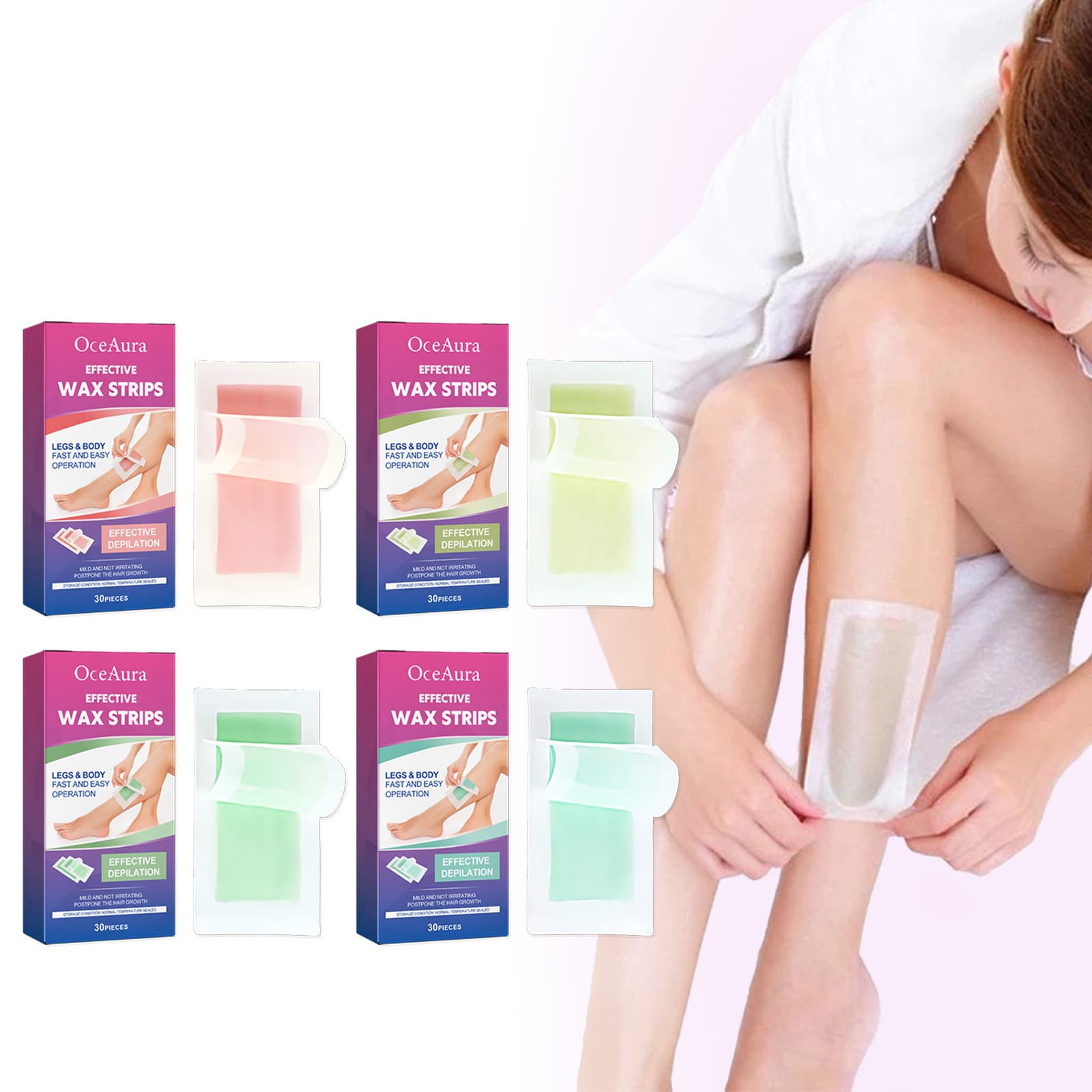 Tiras de cera depilatória perfumadas, tiras de cera para depilação para todos os tipos de pele, tiras de cera para