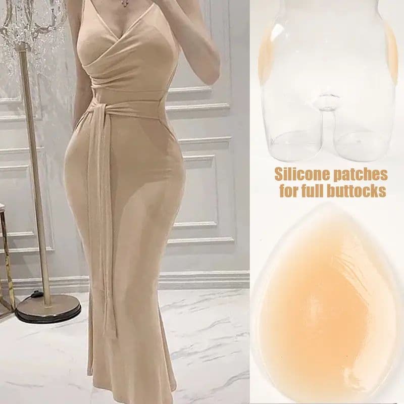 Almofadas Intensificadoras De Quadril De Silicone , Acolchoamento Adesivo Em Forma De Lágrima , Bege Natural Com Textura