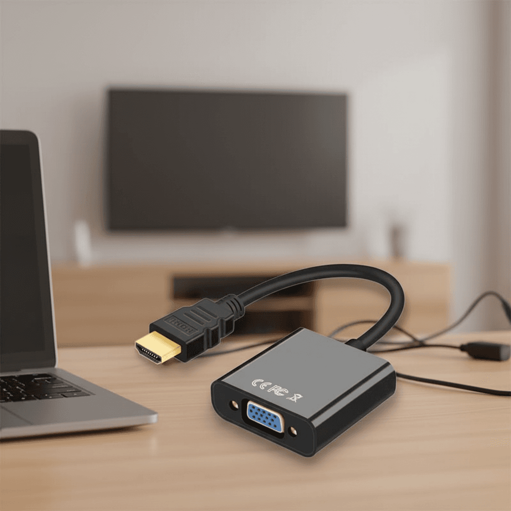 Cabo Adaptador HDMI para VGA com Áudio, Conversor de Porta Macho para Fêmea