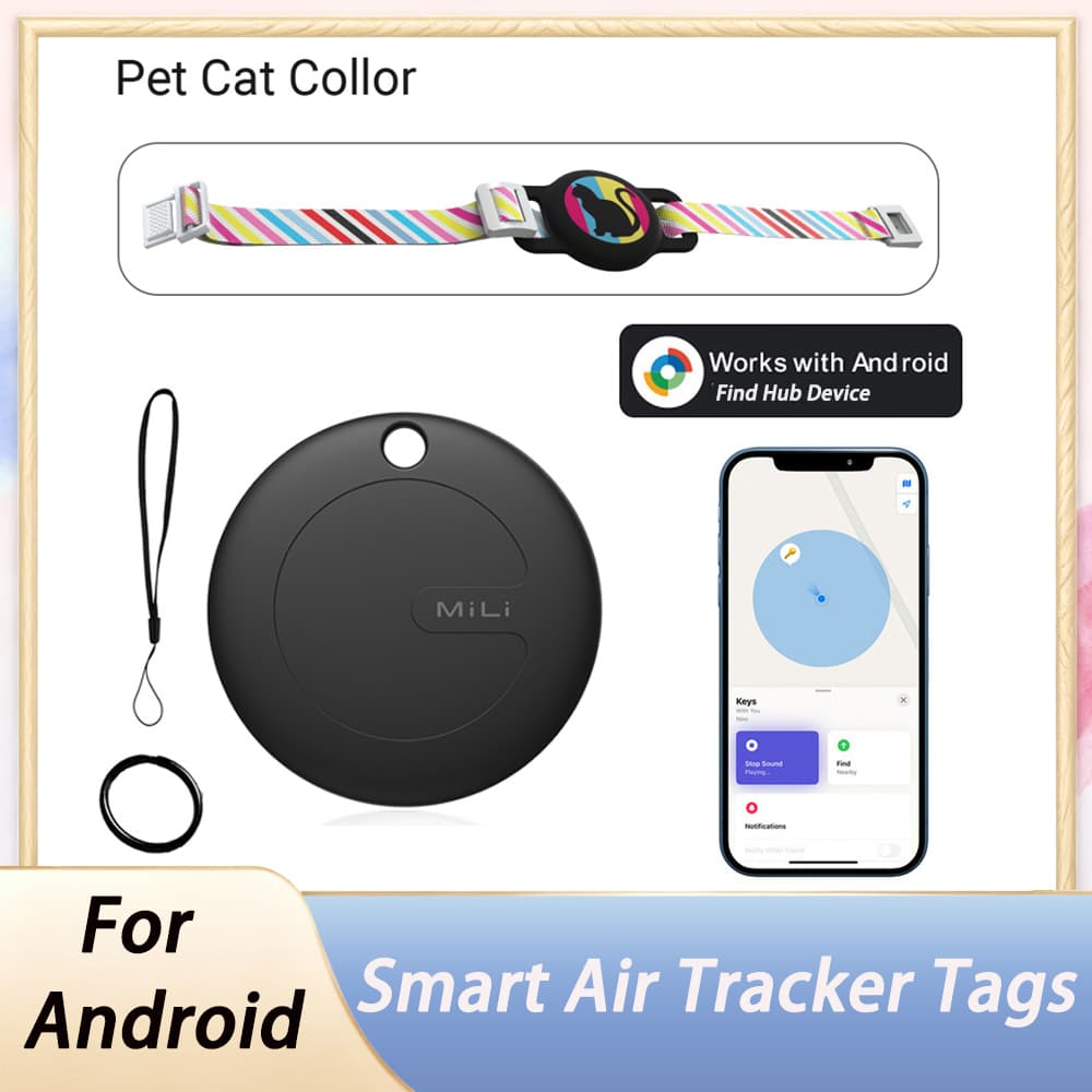 MiLi Tag Smart Tracker para gatos, cães e animais de estimação, localizador à prova d'água, coleira com GPS para Google