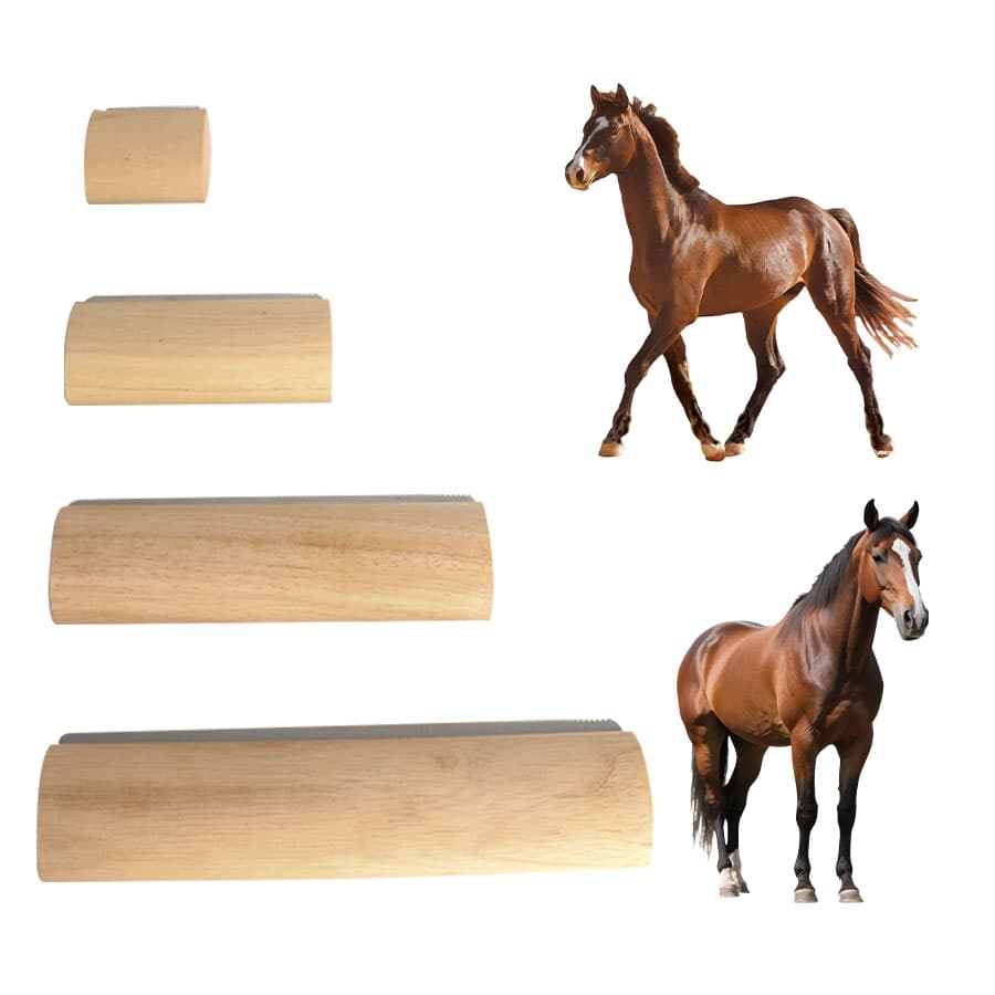 Pente De Curry De Cavalo Com Cabo Longo , Dentes De Metal , Escova Resistente Para Cuidados Animais De Estimação , Cacho