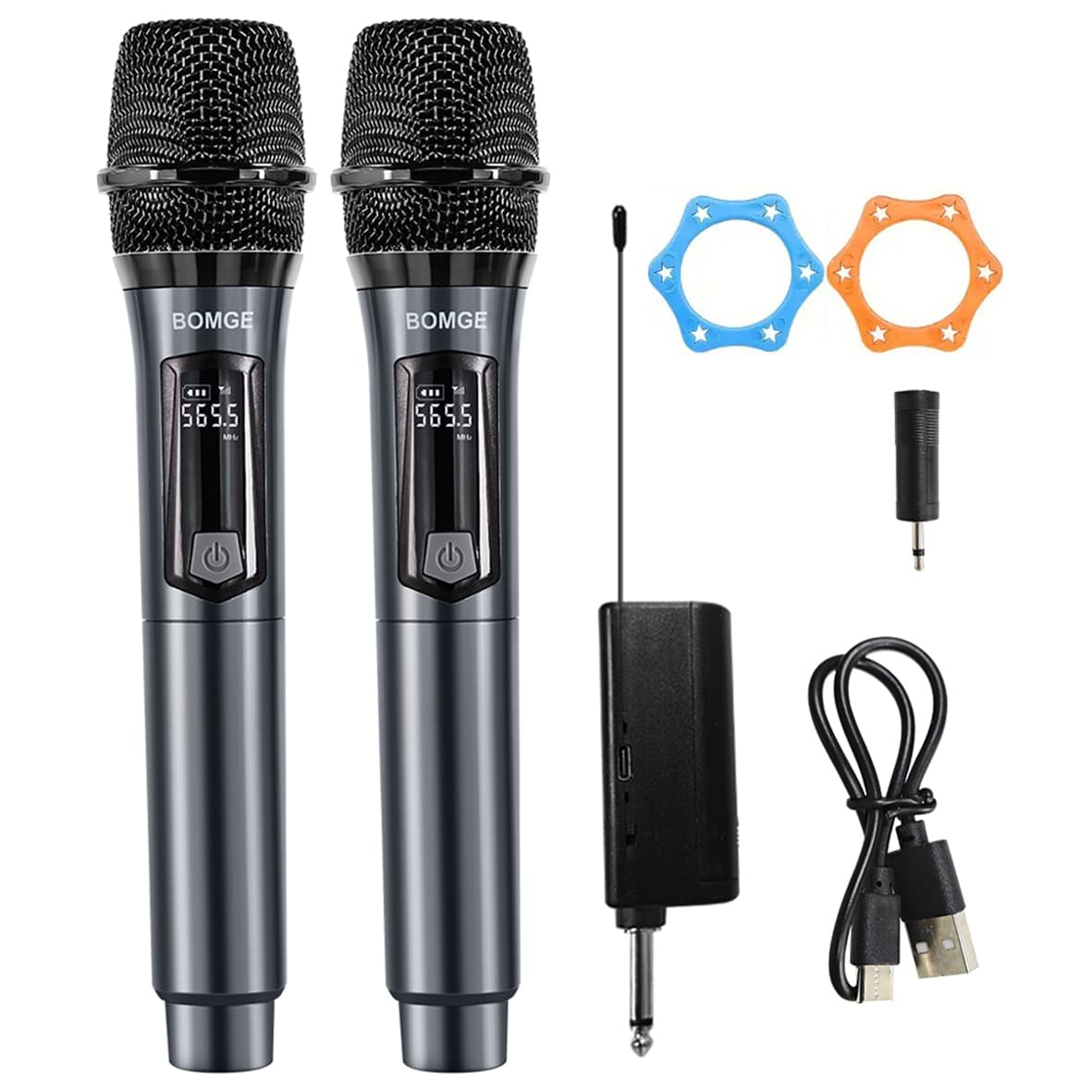 Microfone de Mão Sem Fio Dual UHF Metal Dinâmico Sistema de Microfone para Karaokê Canto em Igreja