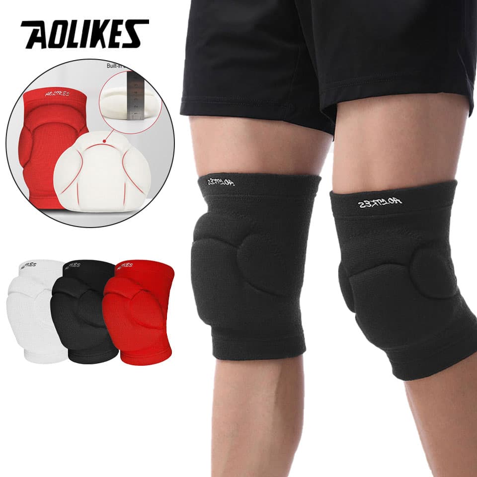 Aolikes 1 par de joelheiras esportivas espessas para vôlei, dança, ioga, joelheiras elásticas, respiráveis, suporte