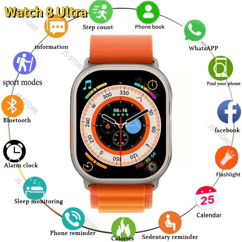 Assista 8 Ultra Smart Watch Série 8 Digital Masculino À Prova D'água Esporte Fitness Android