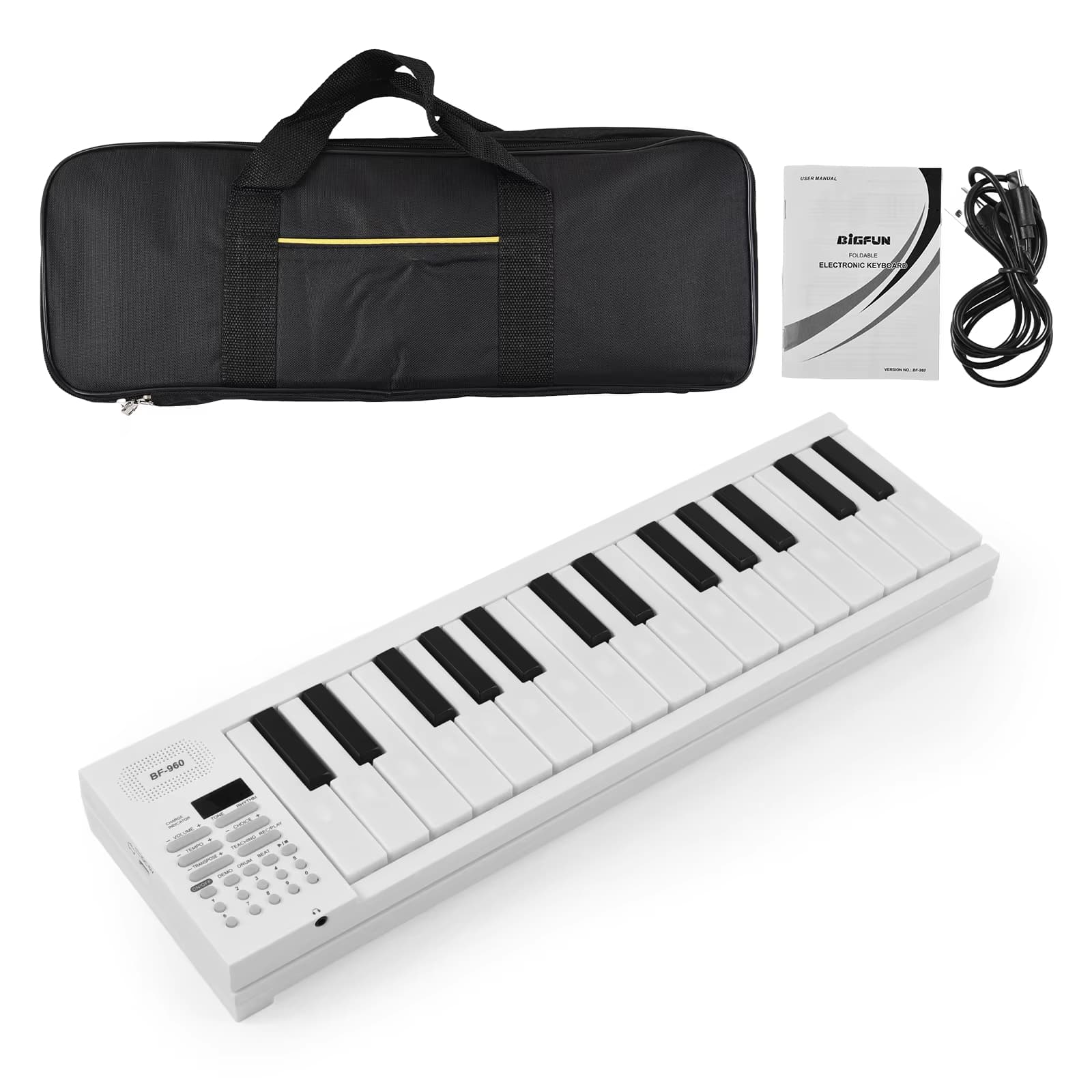 Teclado De Piano Eletrônico Dobrável De 61 Teclas-Multifuncional Portátil Para Iniciantes , Presente Musical Crianças E
