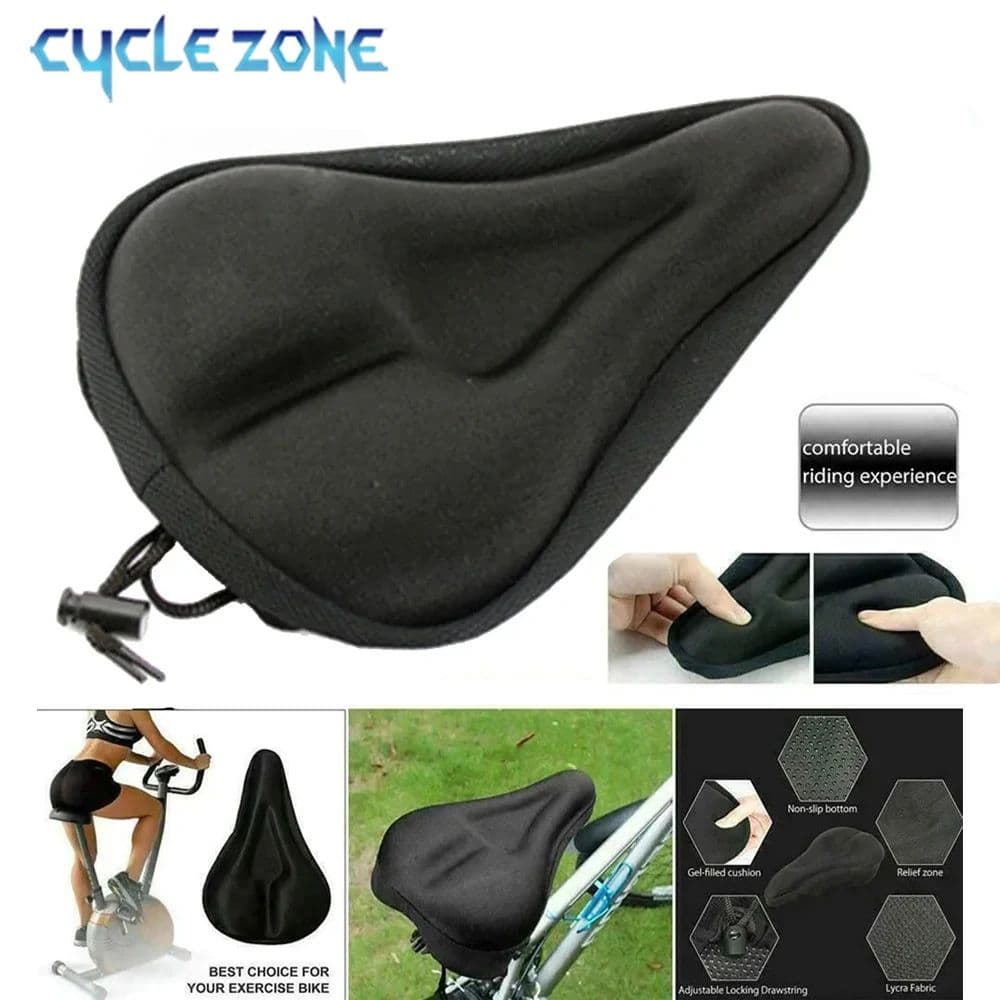 Capa de Assento de Gel para Bicicleta - Almofada de Selim Macia e Confortável, Antiderrapante com Cordão Ajustável para