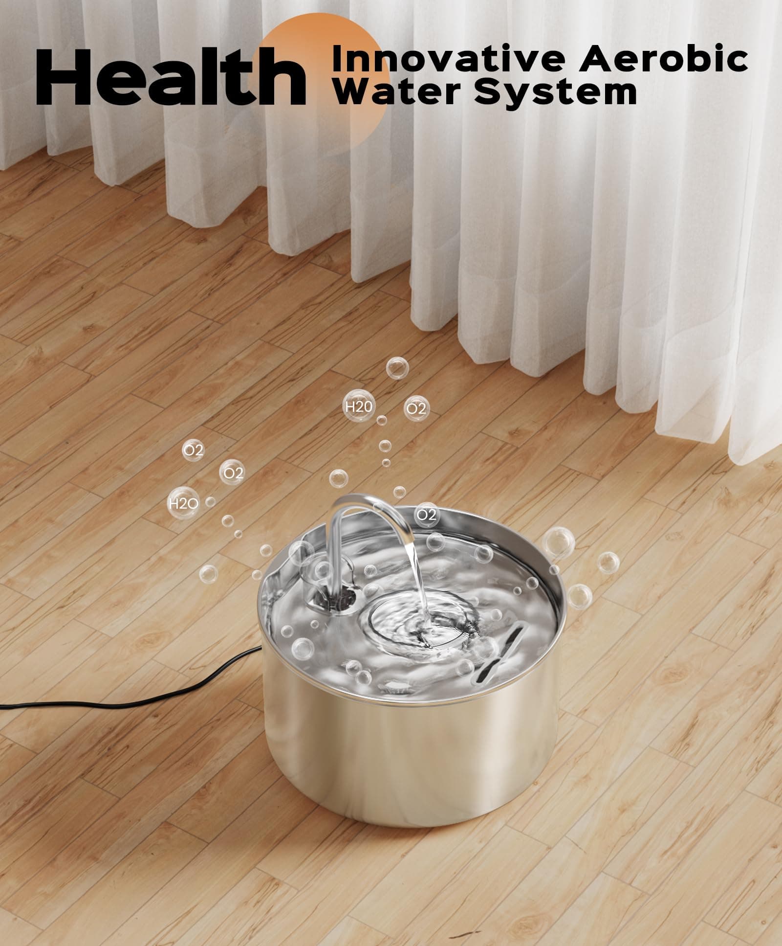 Bebedouro Automático para Animais, Filtro de Fonte de Água de Aço Inoxidável Higiênico para Gatos, Estação de Bebida
