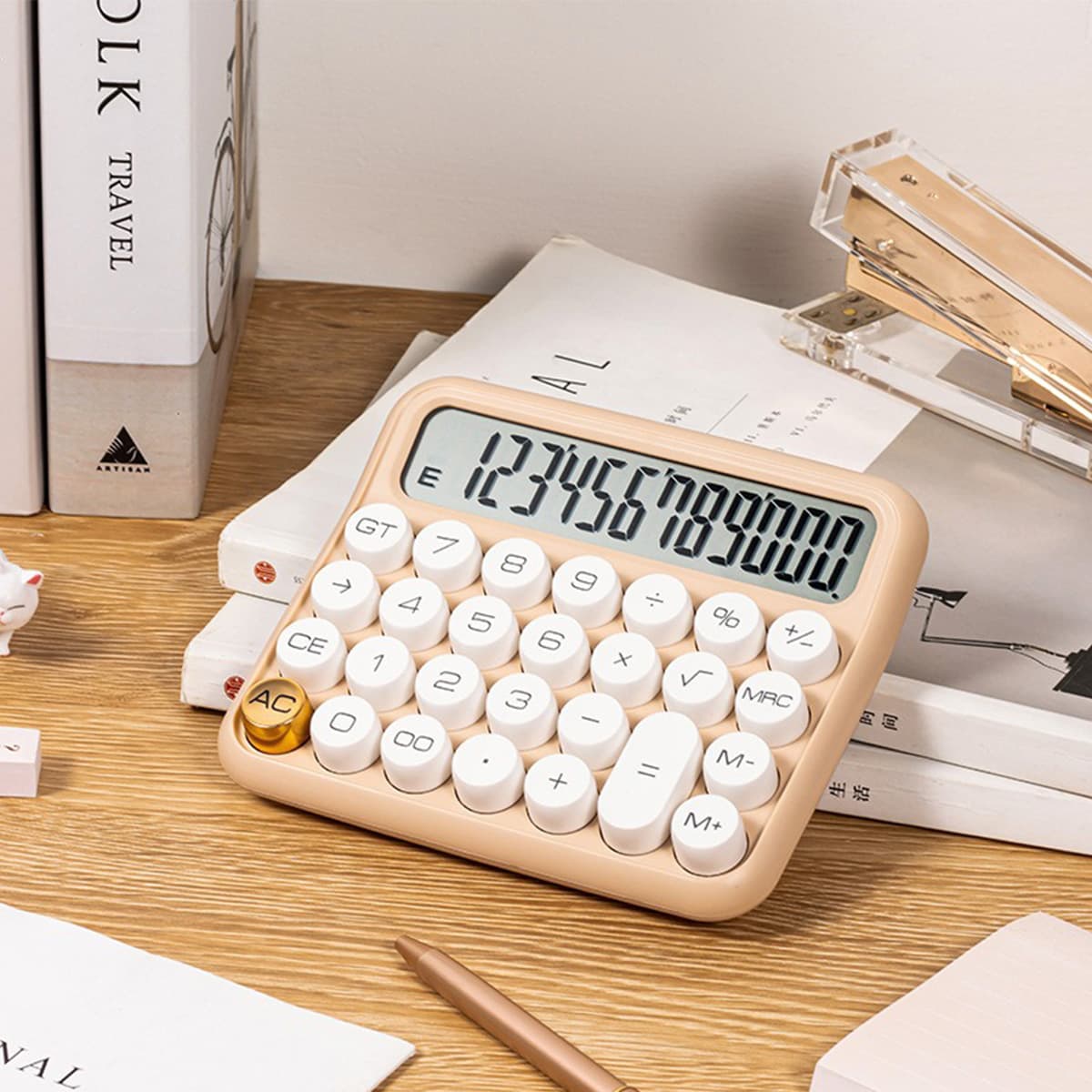 Deusa Calculadora: Calculadora mecânica financeira silenciosa para escritório, com botões grandes e design sofisticado