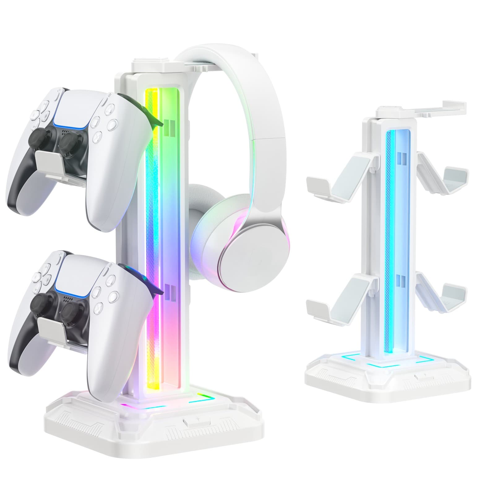 Suporte de Fone de Ouvido RGB com 9 Modos de Luz, Suporte para Controle para Mesa, Gancho de Controle Destacável para