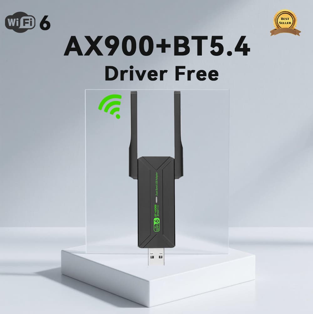 Adaptador Bluetooth 5.4 AX900 USB WiFi 6 2 em 1 Dongle 802.11ax 2,4G e 5 GHz Para Desktop Laptop Win 10/11