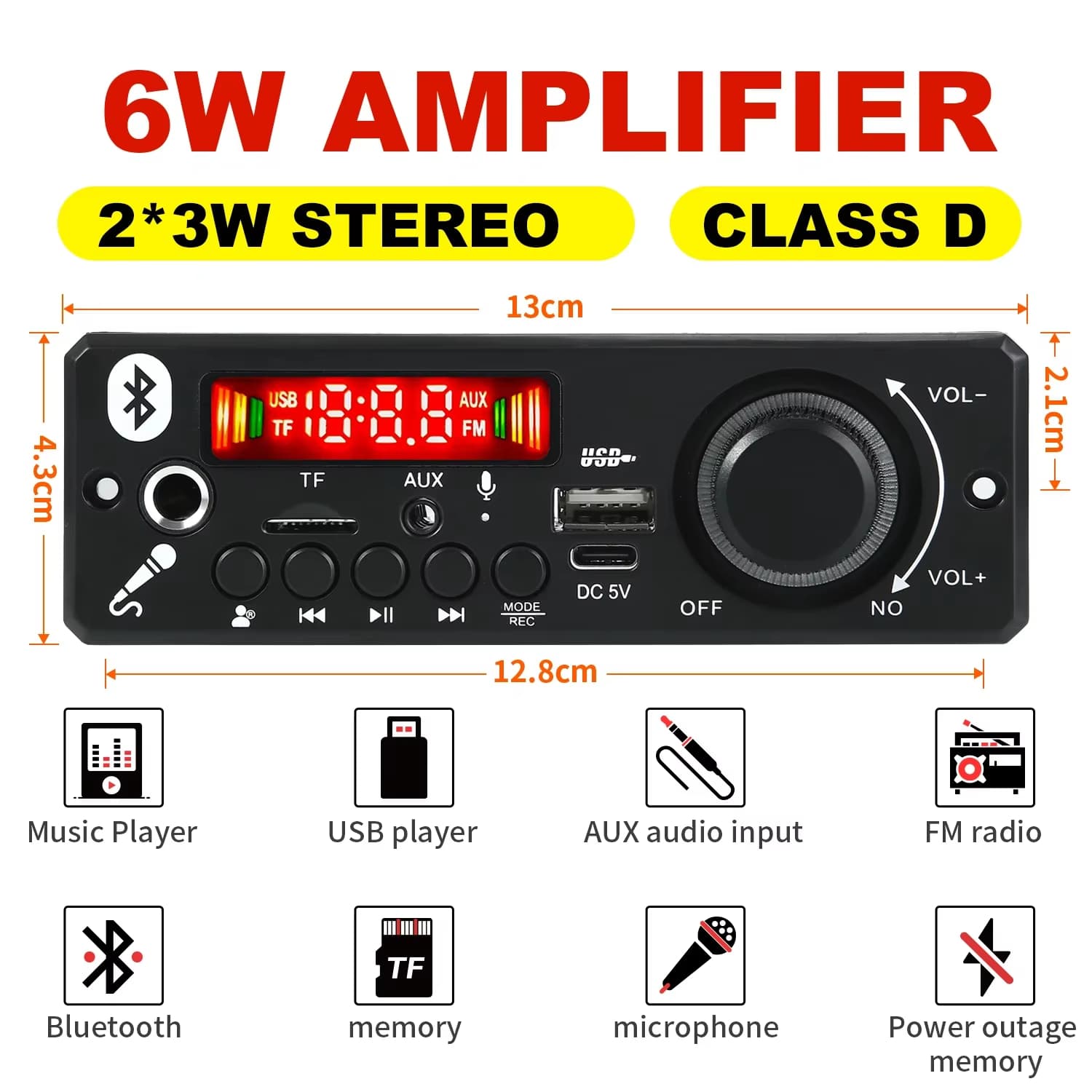 Placa Decodificadora Bluetooth MP3 DC 5V Reprodutor De Áudio Para Carro Sem Fio FM Mic 160W