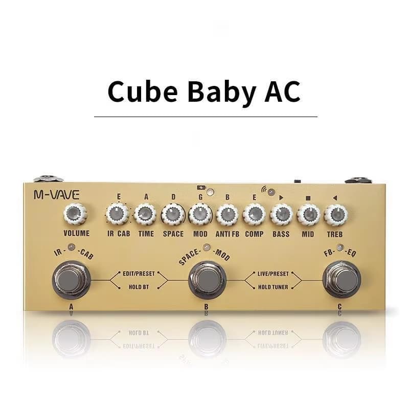 M-VAVE Cube Baby AC Pedal De Efeitos De Guitarra Acústica IR Carregando 9 Amp Modelos Atraso Chorus Reverb Recarregável