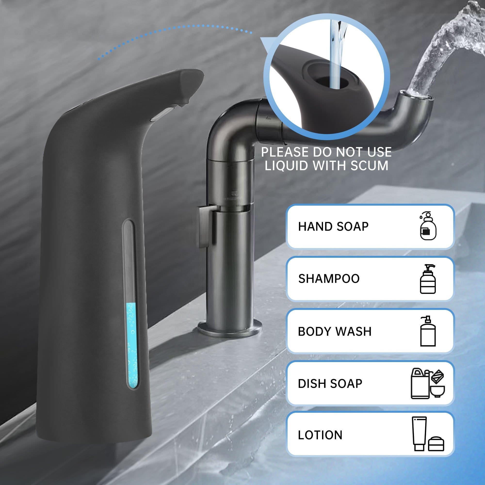 Dispensador De Sabão Automático Doméstico , Portátil Alimentado Por Bateria Para Detergente Lavar Louça , Gel De Banho E