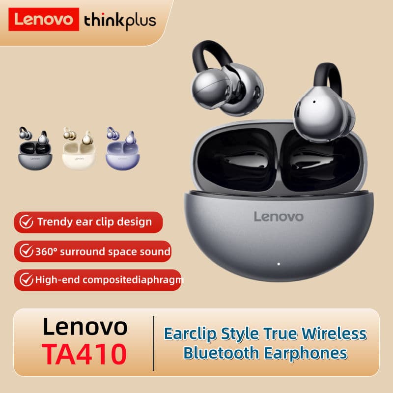 Fones de ouvido Lenovo TA410 Air condução óssea fones de ouvido Bluetooth com clipe de orelha fone de ouvido pendurado