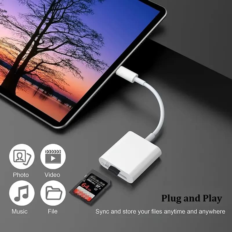 Leitor de cartões OTG Tipo C 2 em 1 para iPad e tablets, leitor de cartões SD/TF do tipo C para cartão de memória