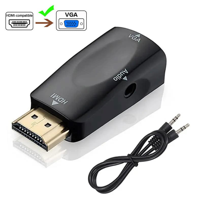 Cabo Conversor Adaptador HDMI Para VGA Com Saída De Áudio De 3.5 Mm