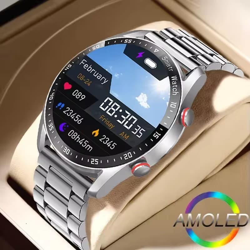 Relógio Inteligente Masculino Bluetooth com Chamada, Saúde, Pressão Arterial, Fitness, Esportivo, à Prova D'Água