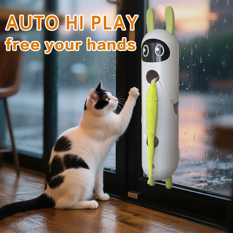 Brinquedo Interativo para Gatos Varinha Mágica com Pena em Movimento Ativada por Movimento para Diversão Autônoma de