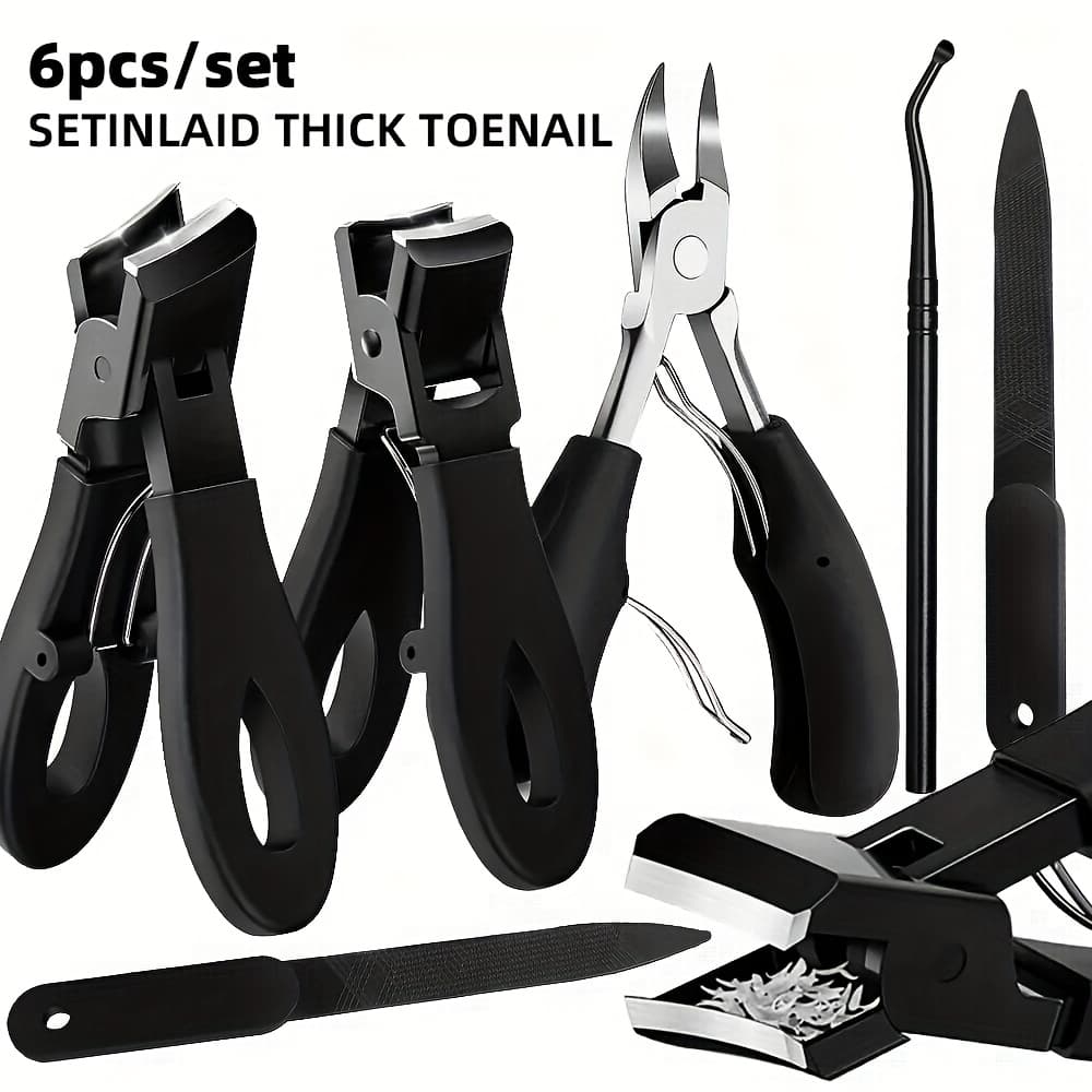 Tesoura Profissional Pesada para Unhas 6 peças - Alicate de Corte Largo para Unhas Encravadas, Ideal para Unhas Grossas