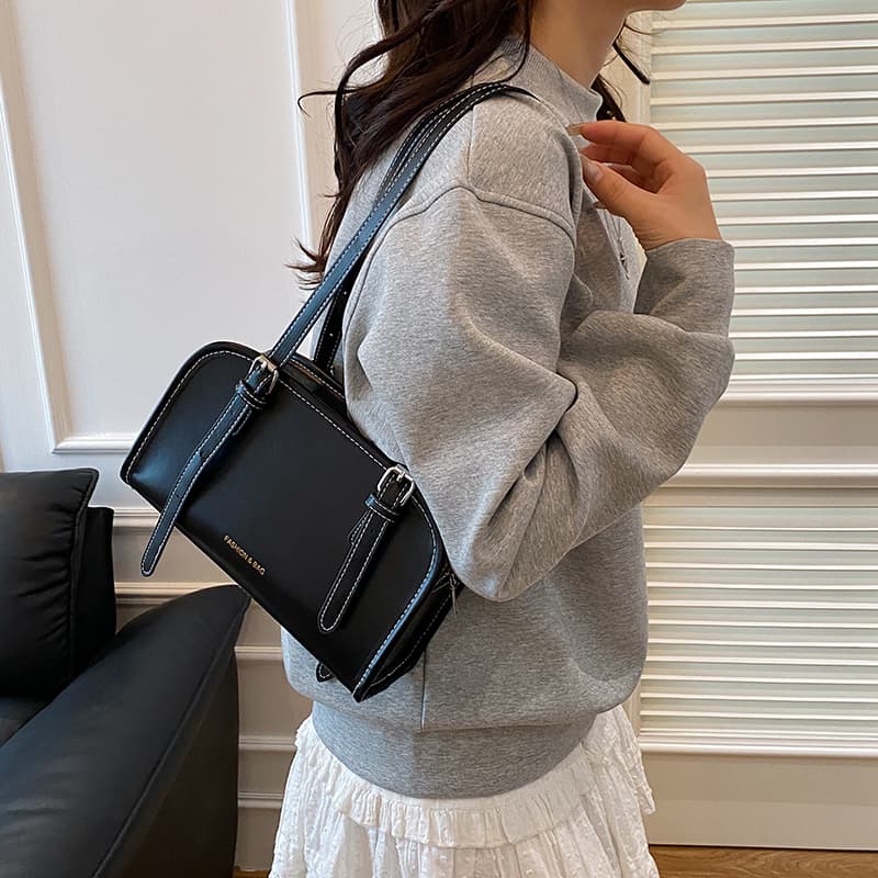 Bolsa tiracolo feminina da moda e versátil, bolsa-almofada de cor sólida simples, bolsa tiracolo de grande capacidade