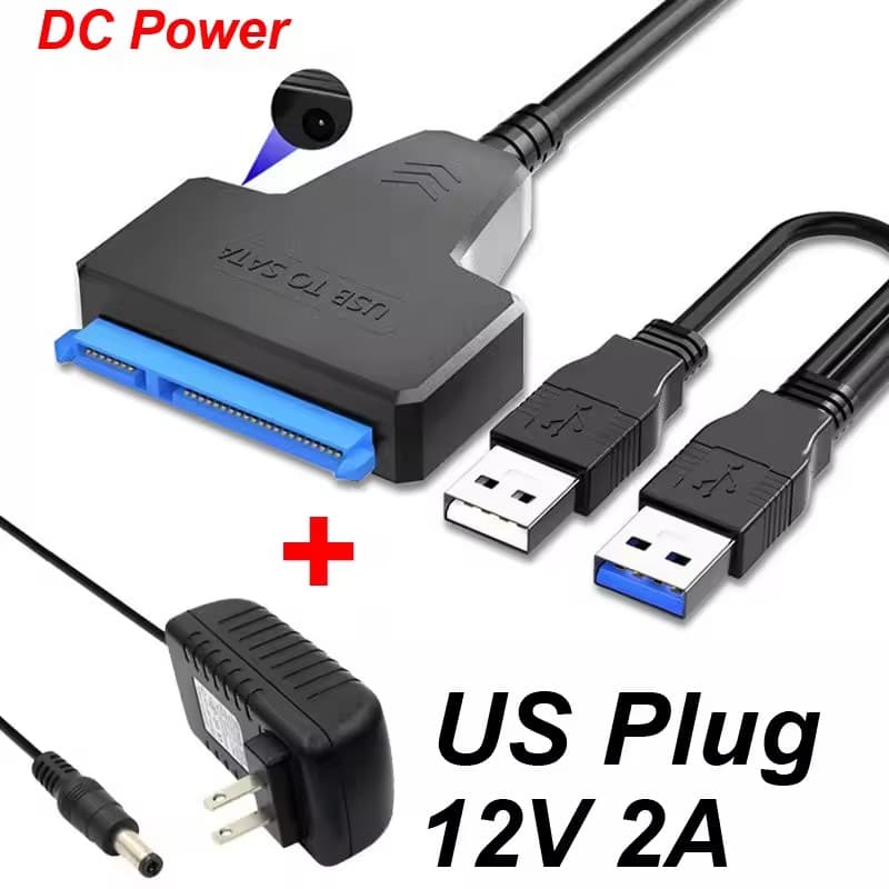 Cabo Adaptador SATA para USB 3.0/2.0 Até 6 Gbps 7+15/22 Pinos Para HD SSD Externo 2,5 Polegadas Compatível com SATA III