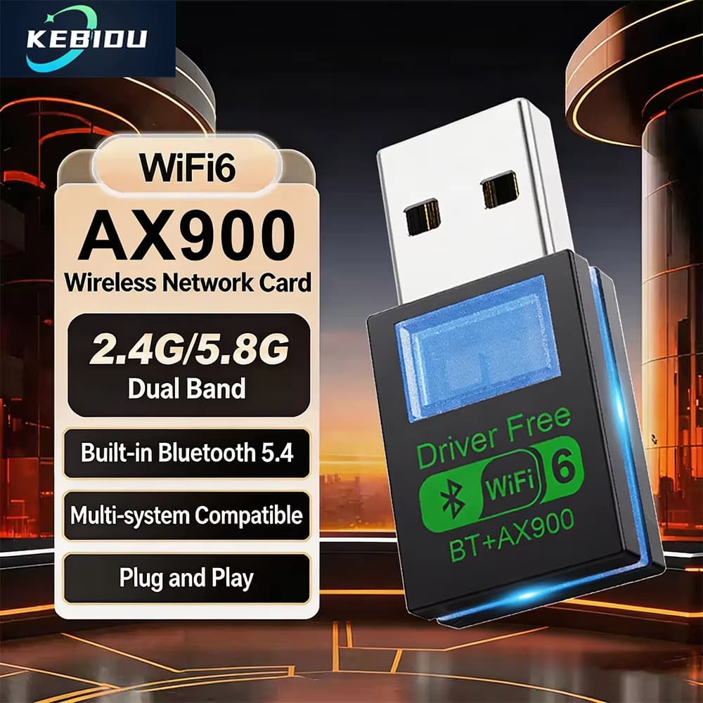 Adaptador Bluetooth 5.4 USB Mini Transmissor/Receptor WiFi 6 Dongle 900Mbps Dual Band 2,4/5GHz para PC/Notebook Windows