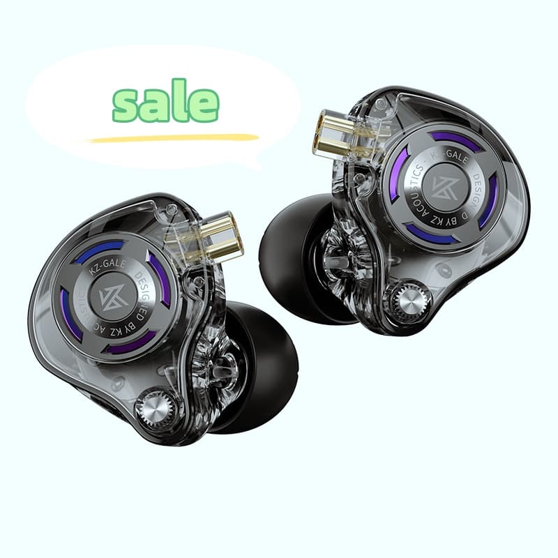 KZ Gale Fones De Ouvido HiFi Gaming Intra-Auriculares Com Fio IEM Duplos Condensador Microfone Cabo Banhado A Prata Remo