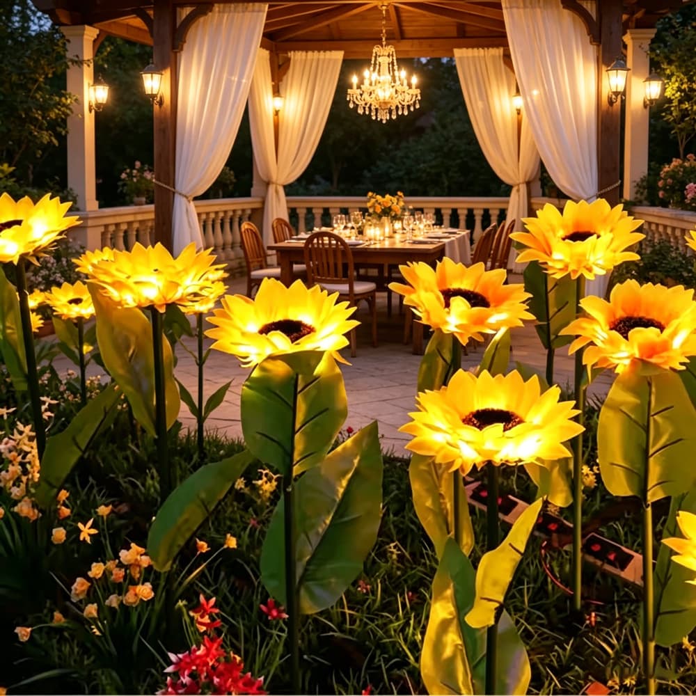Luz Solar LED Para Gramado Externo De Girassol-Lâmpada Noturna À Prova D'água Jardim-Decoração De Casamento Em Casa E Pa