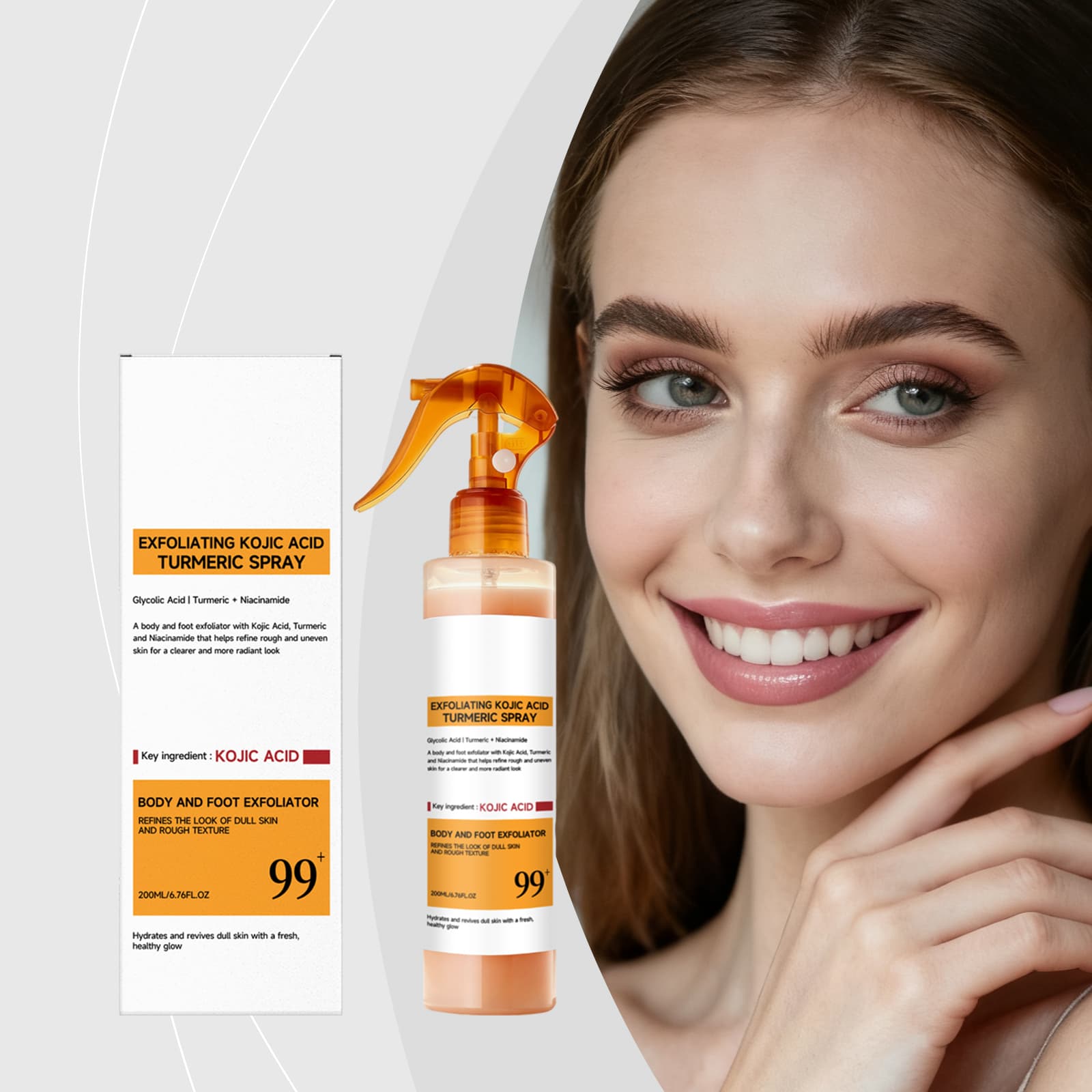 Esfoliante de Ácido Kójico Spray de Cúrcuma Corporal para Pés Esfoliante de Pés com Glicólico Esfoliante