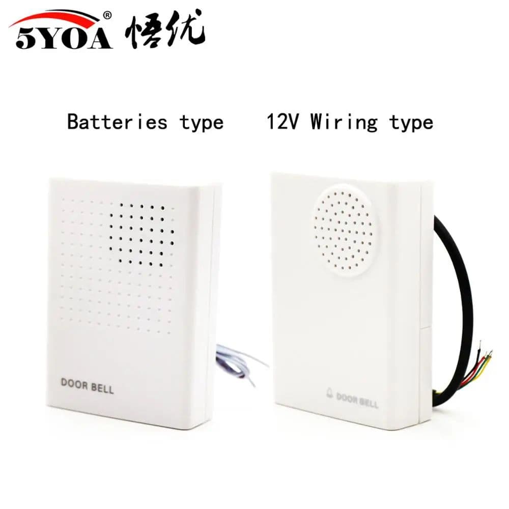 Campainha Fio Eletrônico Baterias Com Da Porta Ding-Dong Seco Ou Conectado A 12V Dois Tipos Para 12V