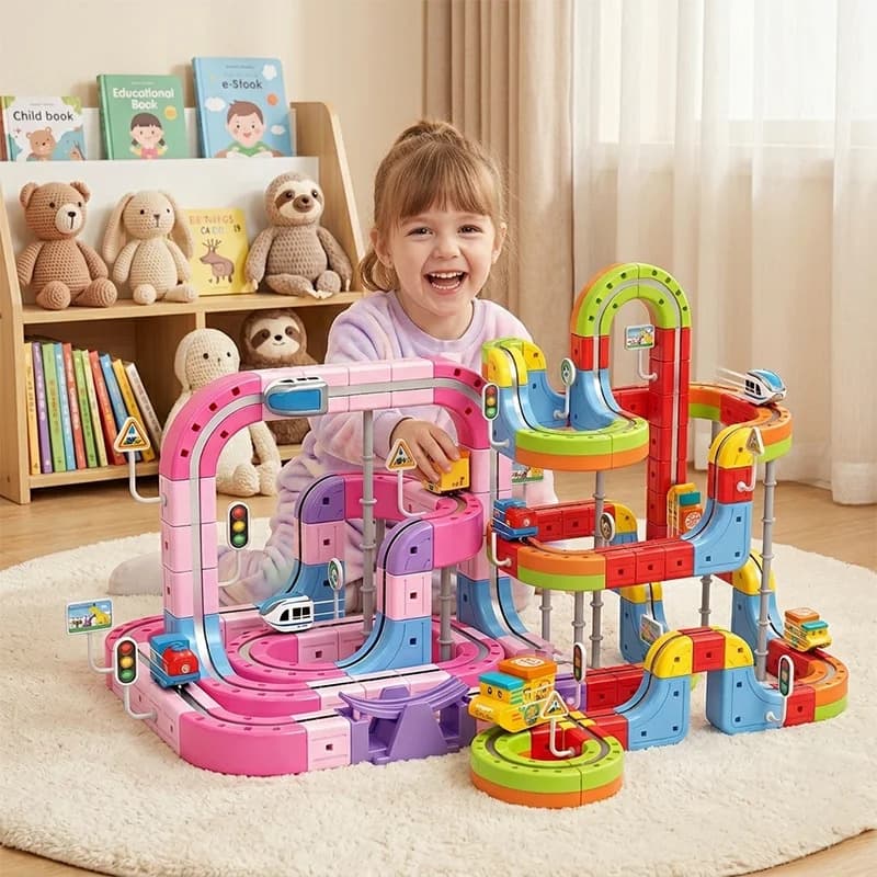 Brinquedo de Construção de Carro Ferroviário Magnético Antigravidade DIY Infantil, Trilho Mágico Elétrico,