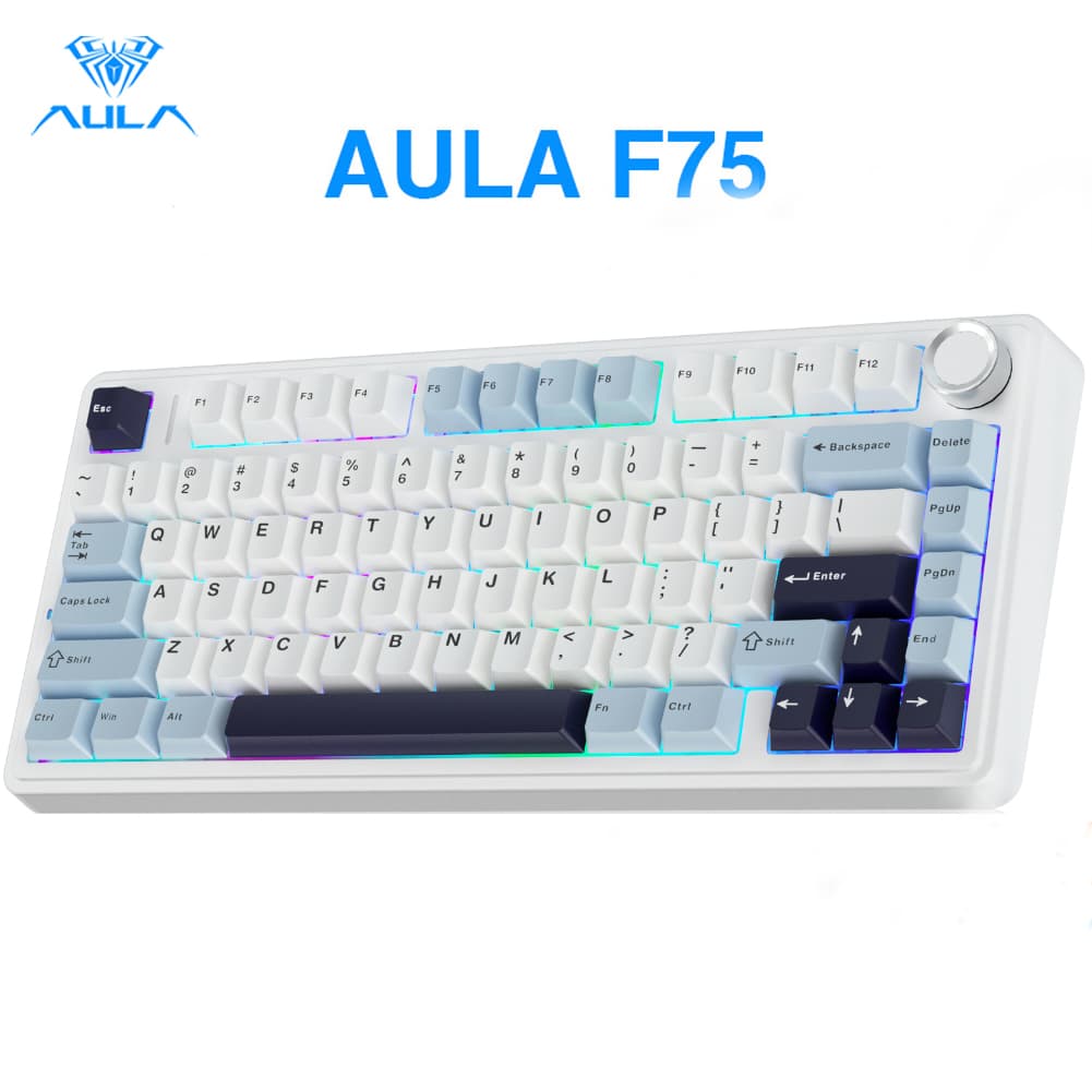 Teclado para jogos Aula F75 Teclado mecânico Teclado Bluetooth sem fio Mini retroiluminado RGB