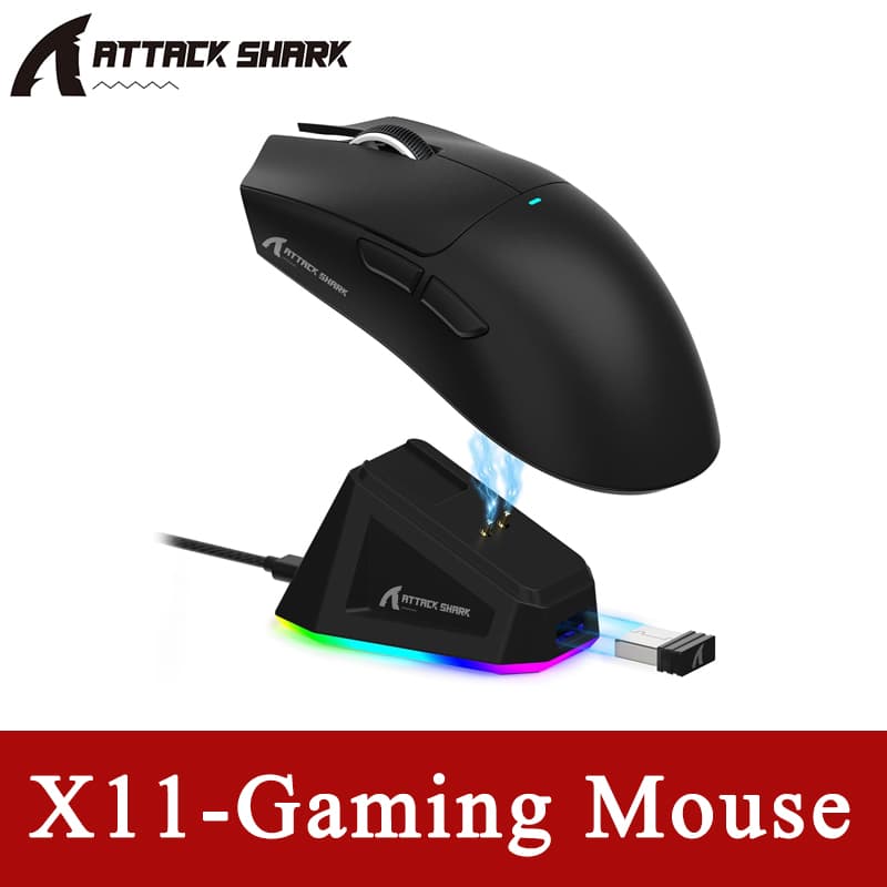 Mouse Gamer Sem Fio Attack Shark X11 com Sensor PAW3311 Integrado, Mouse Profissional para Jogos, Presente de E-Sport