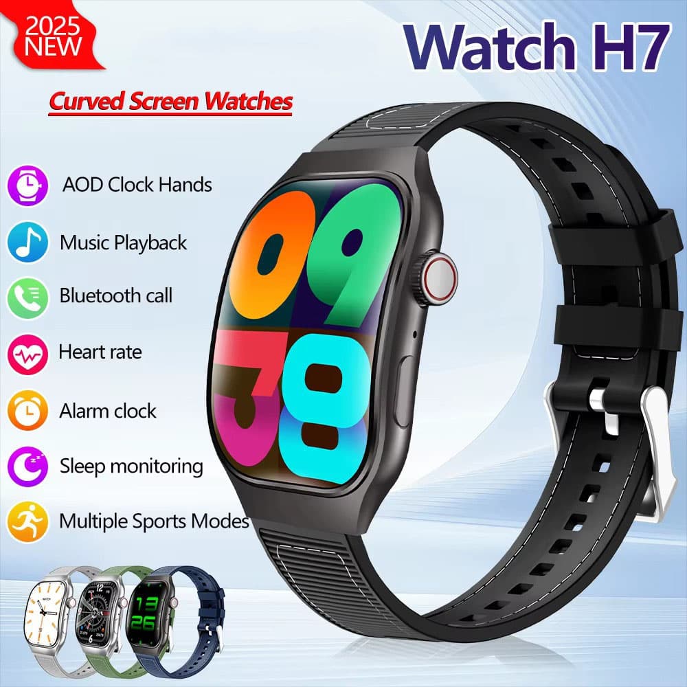 Novo Smartwatch Fino com Tela Curvada AMOLED de 2,01 polegadas, Chamada Bluetooth, Esportes e Monitoramento Fitness