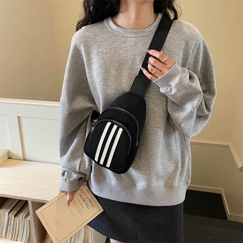 Bolsa tiracolo portátil unisex listrada, versátil e casual, bolsa peitoral leve, bolsa tiracole de grande capacidade