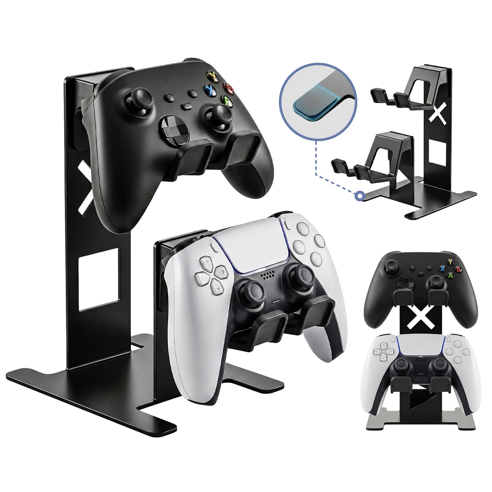 Suporte Universal Duplo para Controle de Jogo, Suporte Metálico de Mesa / para PS5 / Xbox / Switch